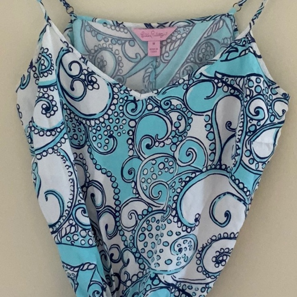 Lilly Pulitzer Light Blue & White Romper Medium M